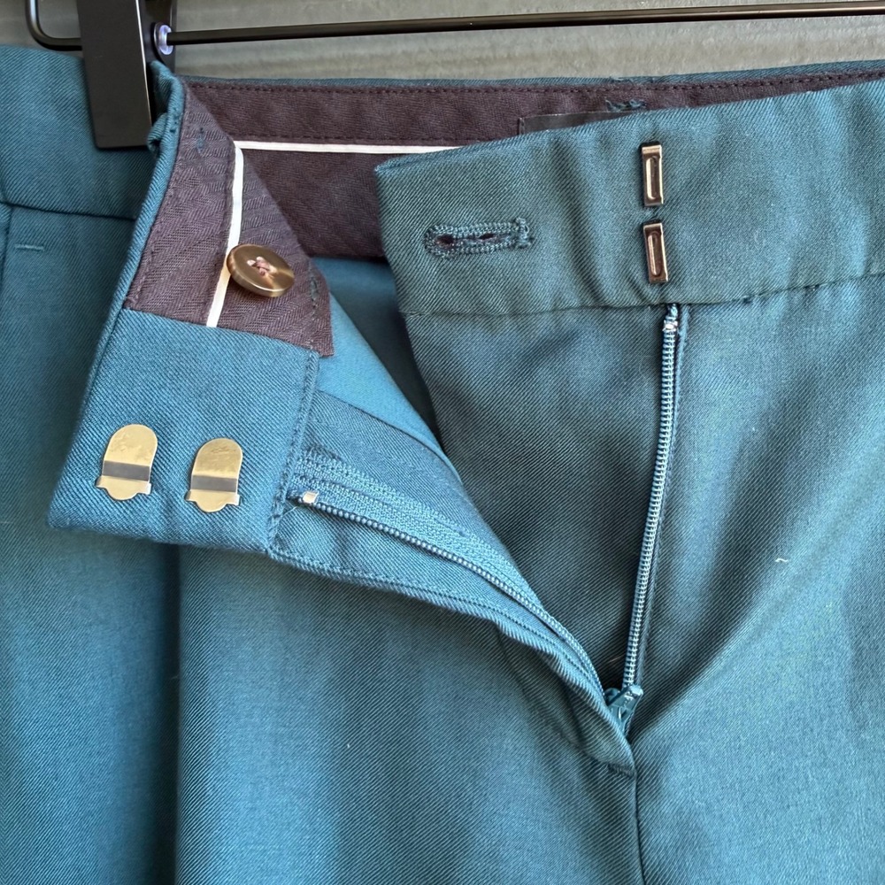 Ann Taylor Petite Wool Blend Ankle Pants Teal Career Office 2P Work - Picture 4 of 11